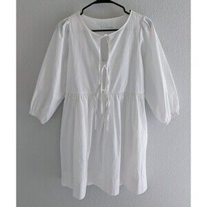 LAKE Pajamas Poplin Triple Tie Dress Women's Size XS White Bow Mini Dress